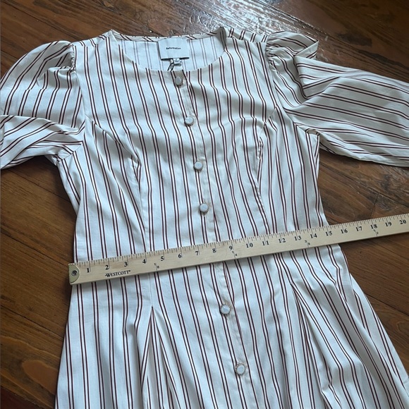 Reformation NEW Long Sleeve Button Front Halia Midi Dress August Stripe size 6 - Picture 13 of 15